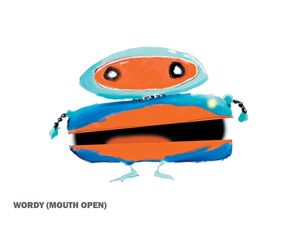 iBloks Character Concept Wordy with mouth open